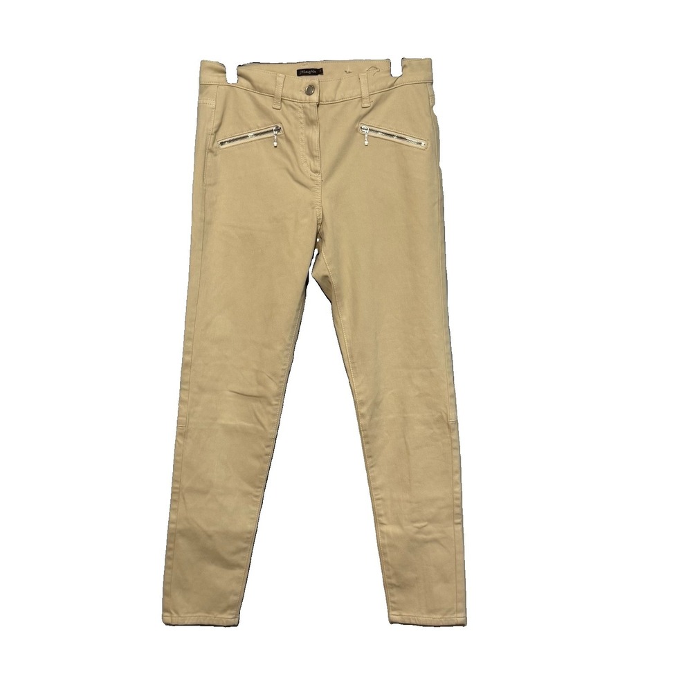 J. MCLAUGHLIN Jeans Tan Beige Cream Denim Zippered Ankle Stretch Pants Size 4